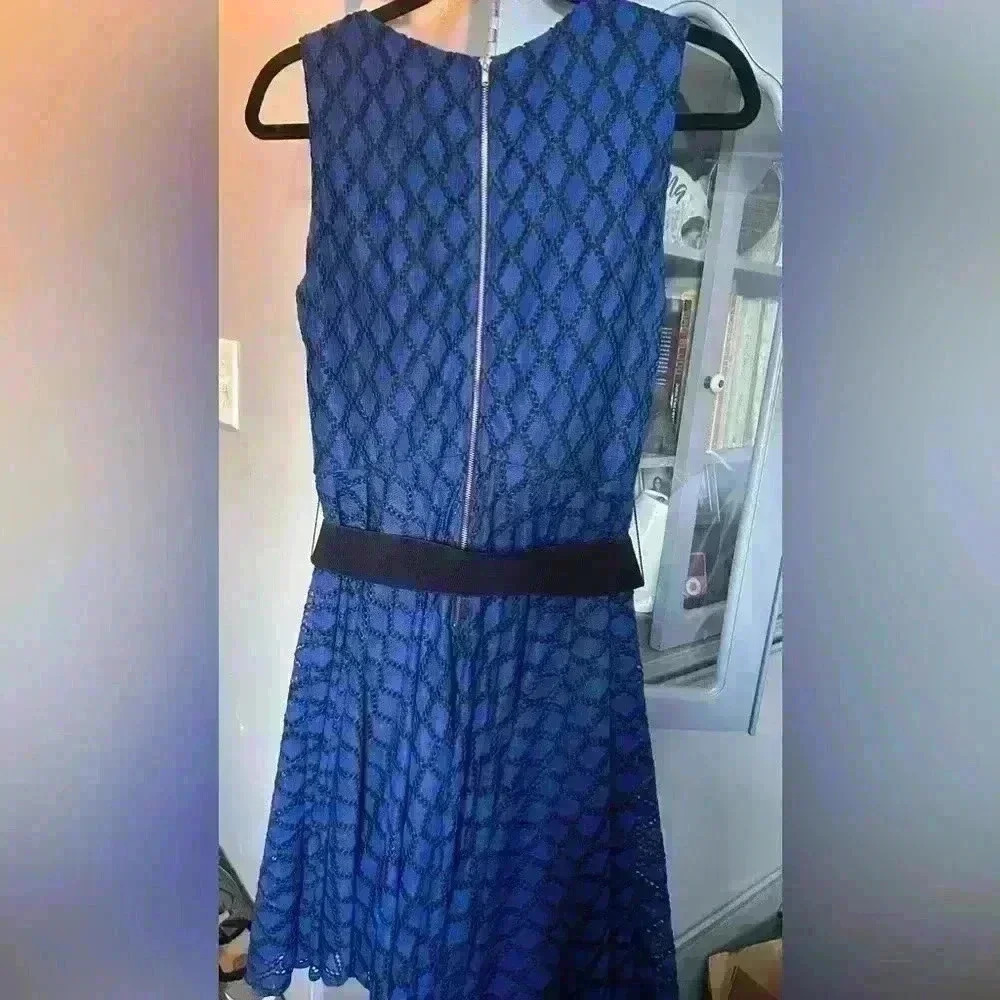 Gabby Skye Grid Patterned Belted Mini Dress - Picture 5 of 5